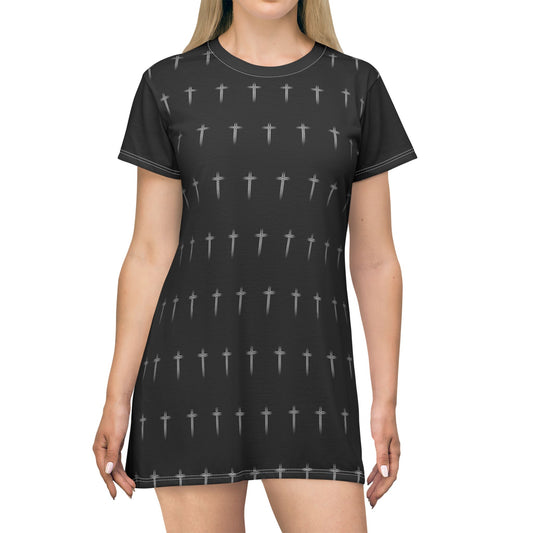 Cross Pattern T-Shirt Dress