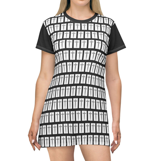 Cross Pattern T-Shirt Dress