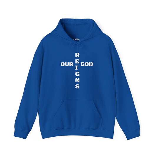 Our GOD Reigns Heavy Blend Hooded Sweatshirt