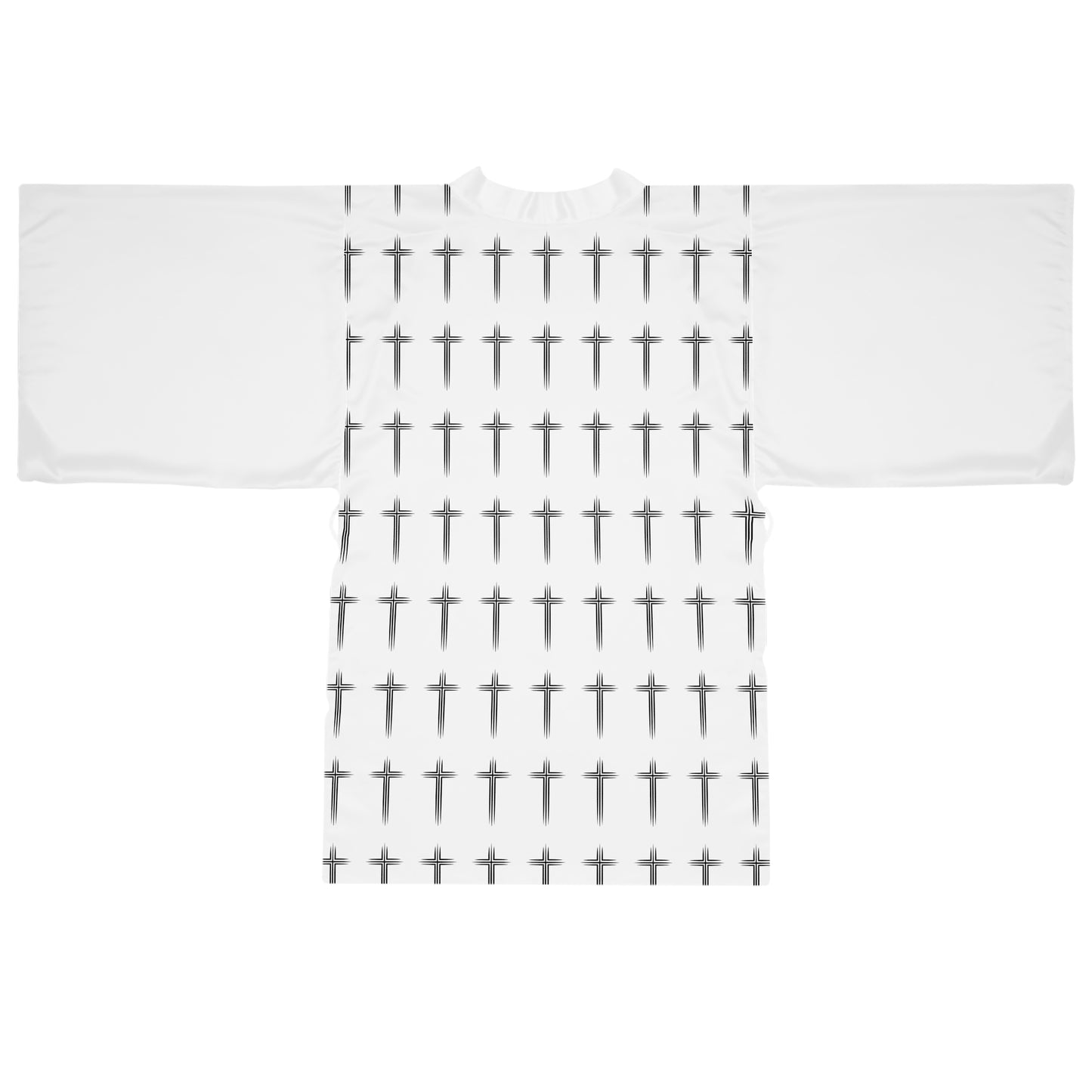 Cross Pattern Long Sleeve Kimono Robe