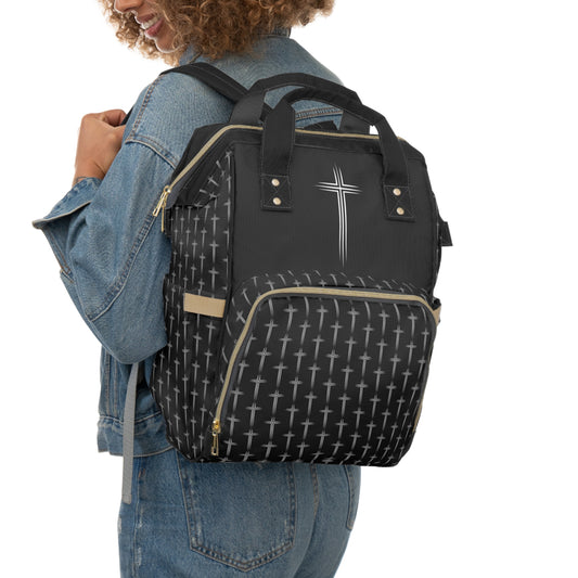 Multi Function Cross Pattern Backpack, Diaper bag, Travel bag, Organizer