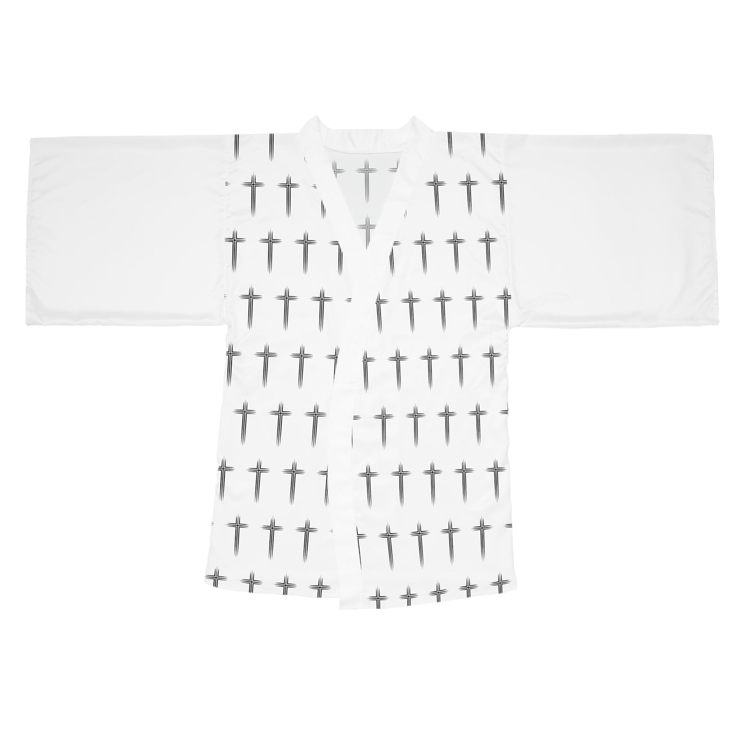 Cross Pattern Long Sleeve Kimono Robe
