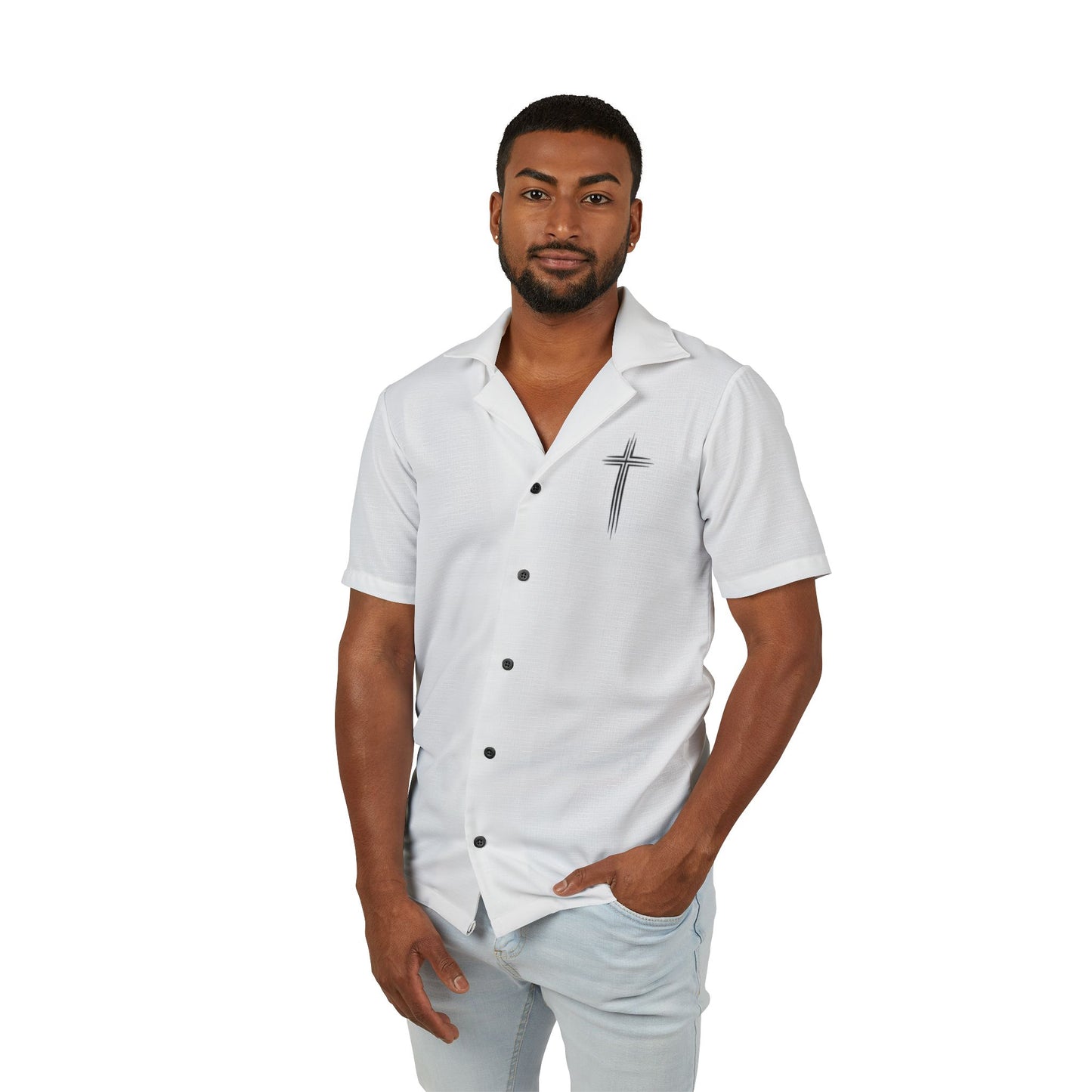 Men's Hawaiian Shirt with Cross