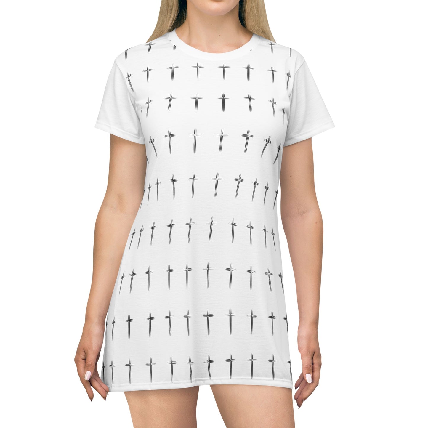 Cross Pattern T-Shirt Dress