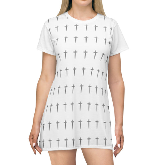 Cross Pattern T-Shirt Dress
