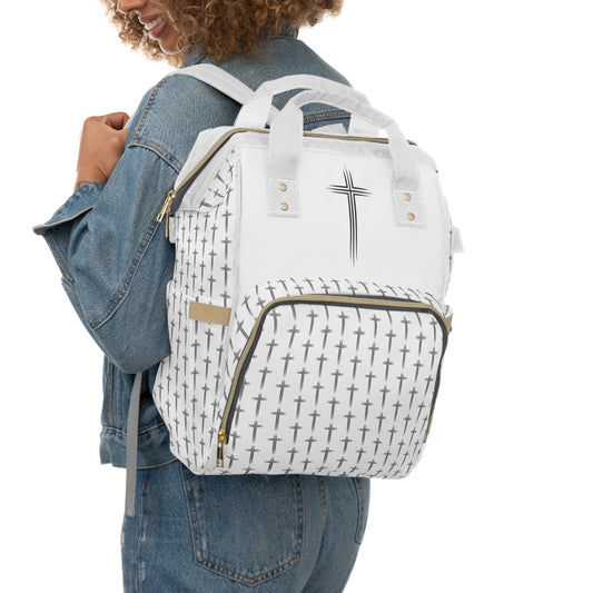 Multifunctional Cross Pattern Backpack, Baby Bag, Travel Backpack, Organizer