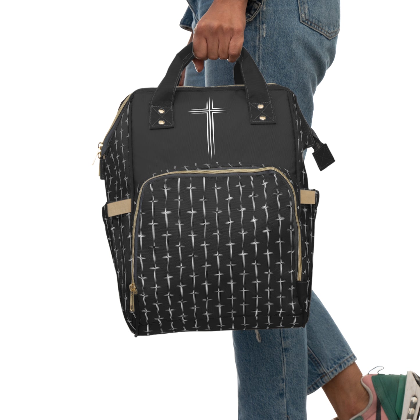 Multi Function Cross Pattern Backpack, Diaper bag, Travel bag, Organizer